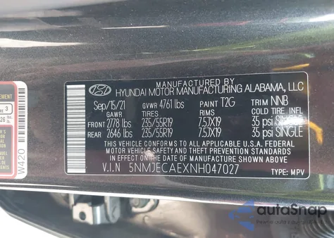 2022 Hyundai Tucson Limited from USA, damaged, VIN 5NMJECAEXNH047027